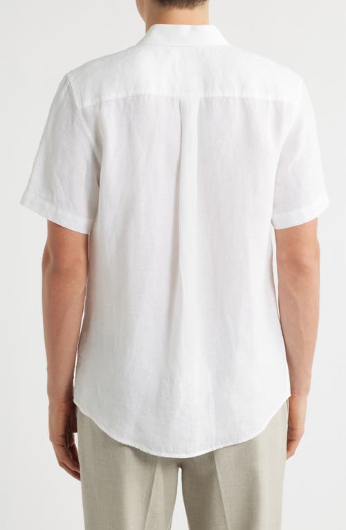 Nordstrom Solid Short Sleeve Linen Button-up Shirt In White