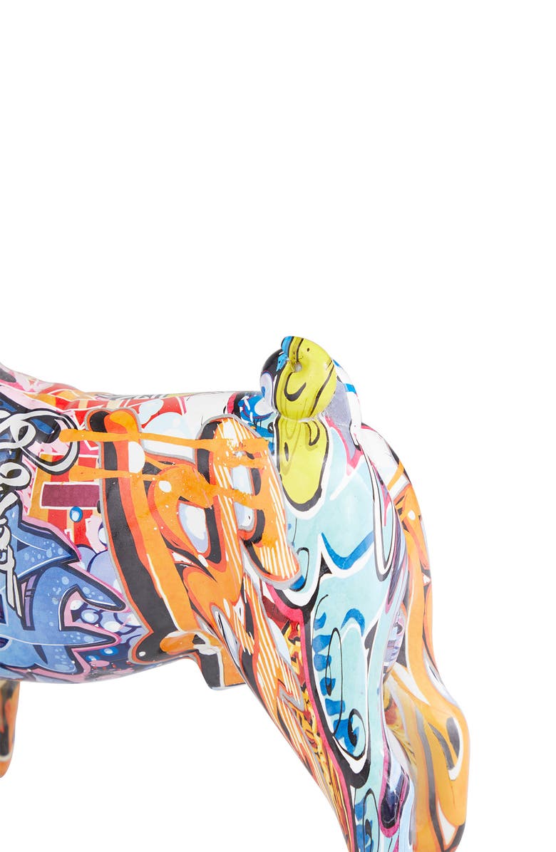Novogratz Multi Colored Polystone Graffiti Bulldog Sculpture, Alternate, color,