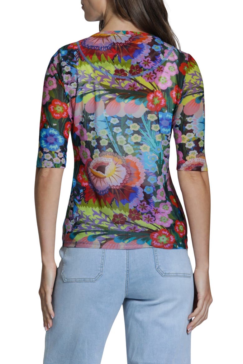 Butterfly Print Mesh Top, Alternate, color, BLUE MULTI