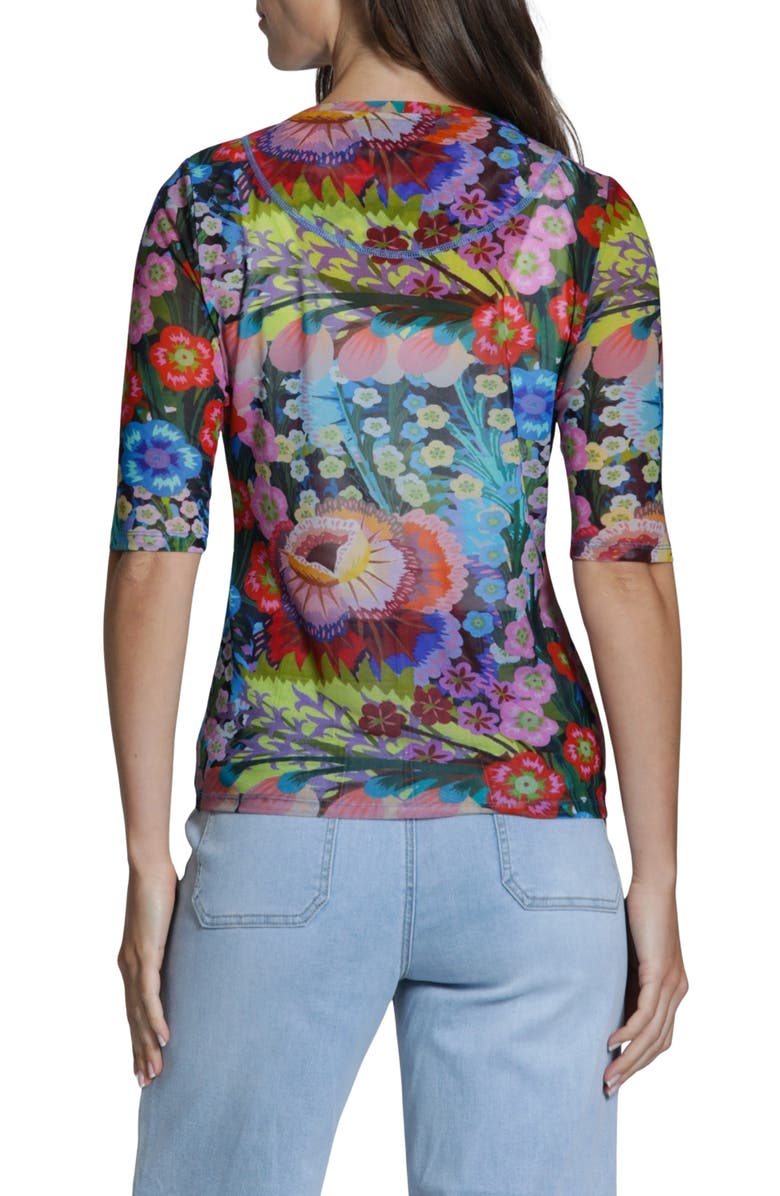 APNY Butterfly Print Mesh Top, Alternate, color, Blue Multi