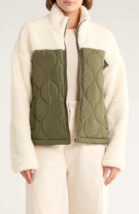 Thread & Supply Mixed Media Fleece & Quilted Panel Zip Jacket