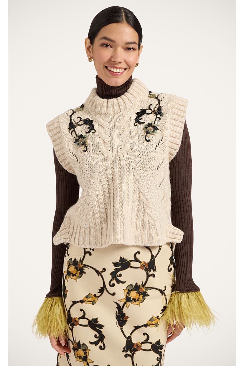 Cameo Vest Embroidered, Main, color, Solid Ecru