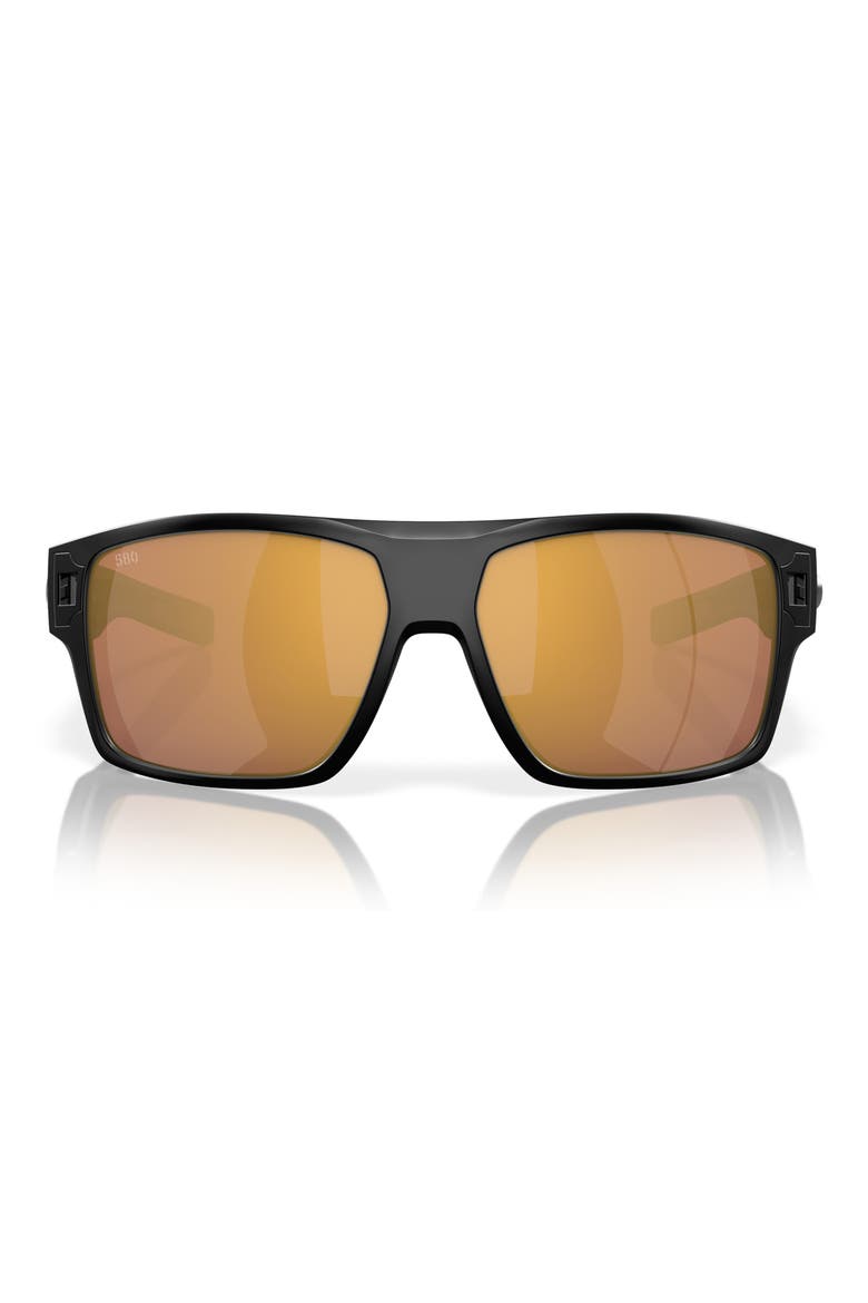 62mm Square Sunglasses, Main, color, MATTE BLACK/ GOLD MIRROR