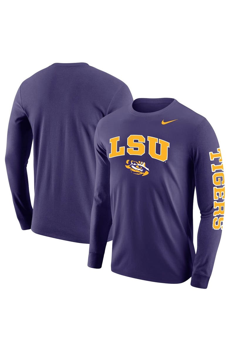 Nike Men's Nike Purple LSU Tigers Arch & Logo Two-Hit Long Sleeve T-Shirt, Main, color, 