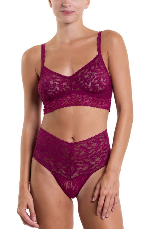 Hanky Panky V-neck Retro Lace Bralette In Brown