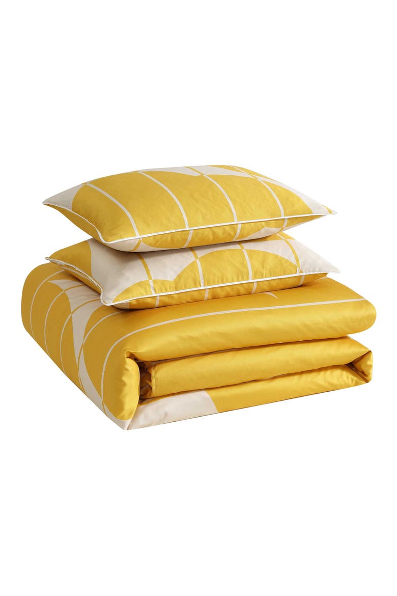 300 Thread Count Unikko Duvet Cover & Shams Set, Main, color, OPEN MEDIUM YELLOW