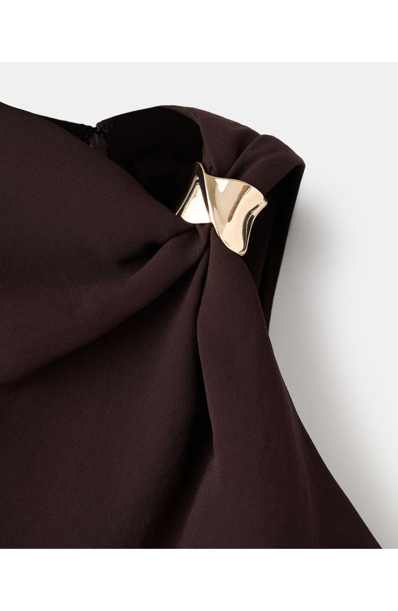 MANGO Asymmetric Neck Dress, Alternate, color, Brown