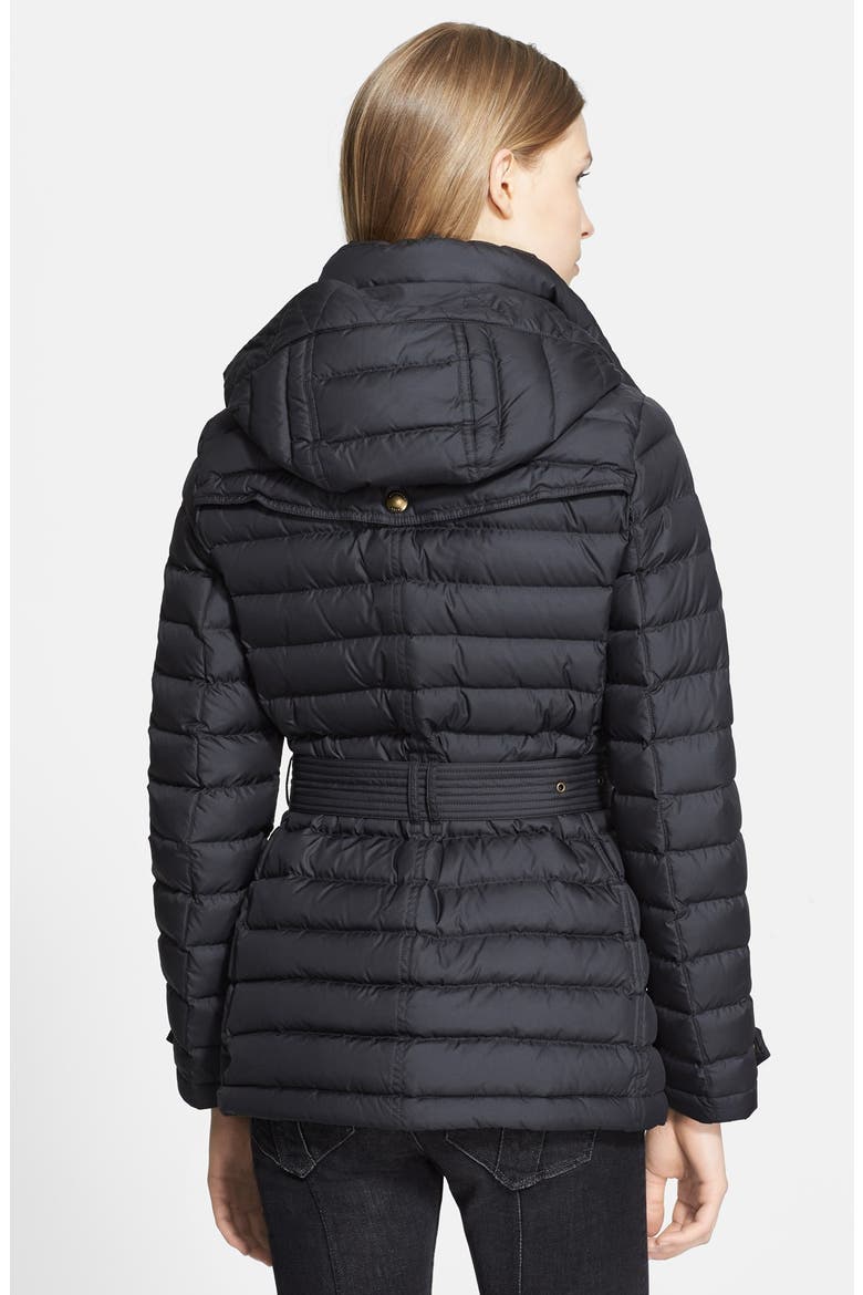 'Cornsdale' Channel Quilt Down Jacket with Hood, Alternate, color, BLACK