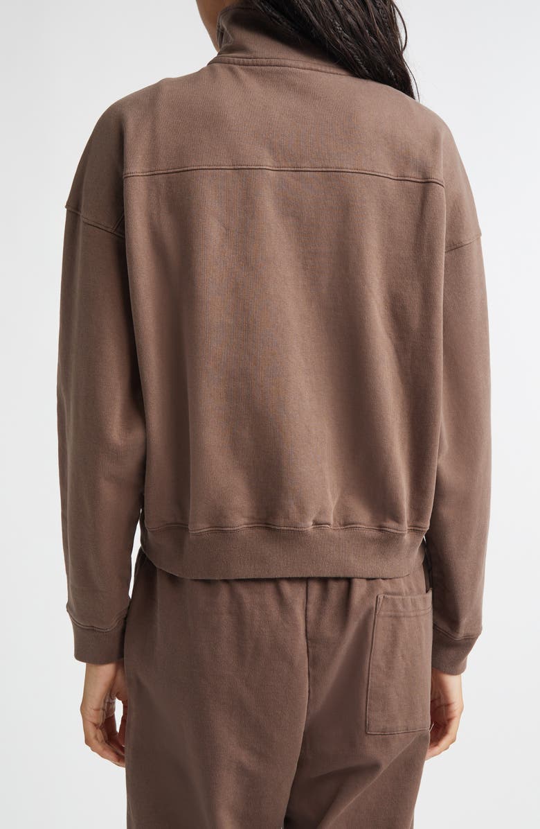 Sporty & Rich NY Crest Embroidered Half Zip Fleece Sweatshirt, Alternate, color, Chocolate