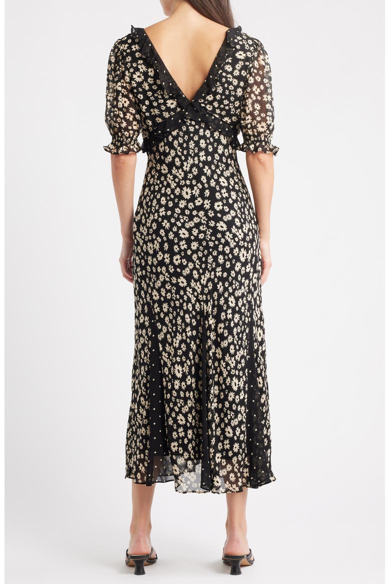 Annmarie Floral Ruffle Trim Maxi Dress, Alternate, color, DAISY DOT COMBO