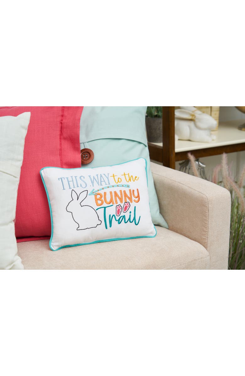 C&F Home "This Way to The Bunny Trail" Easter Cotton Blend Mini Accent Pillow 9" x 12", Alternate, color, White