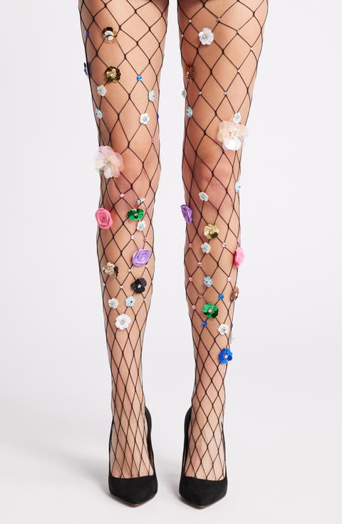 Celebration Floral Appliqué Sheer Tights