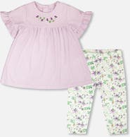 Deux par Deux Jersey Tunic and Cotton Capri Flowers Set