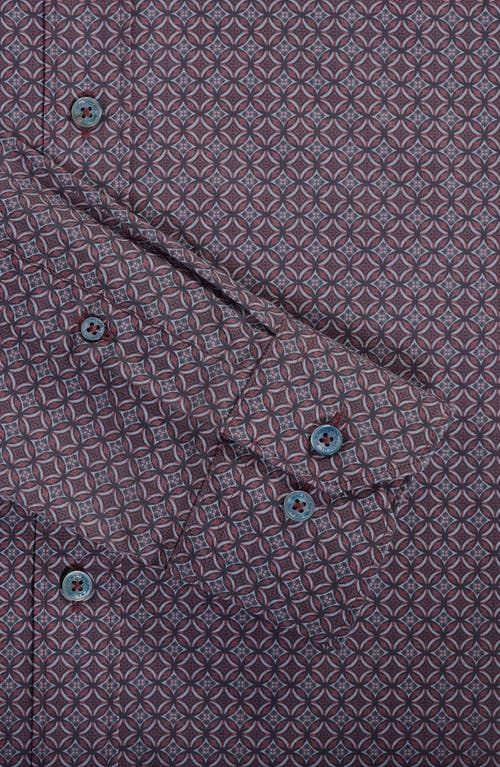 Bugatchi Axel Trim Fit Geo Print Stretch Cotton Button-up Shirt In Purple