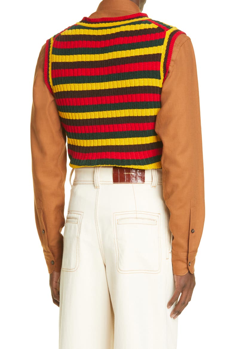 Brixton Stripe Knit Stretch Cotton Vest, Alternate, color, RED/ YELLOW/ GREEN/ BROWN