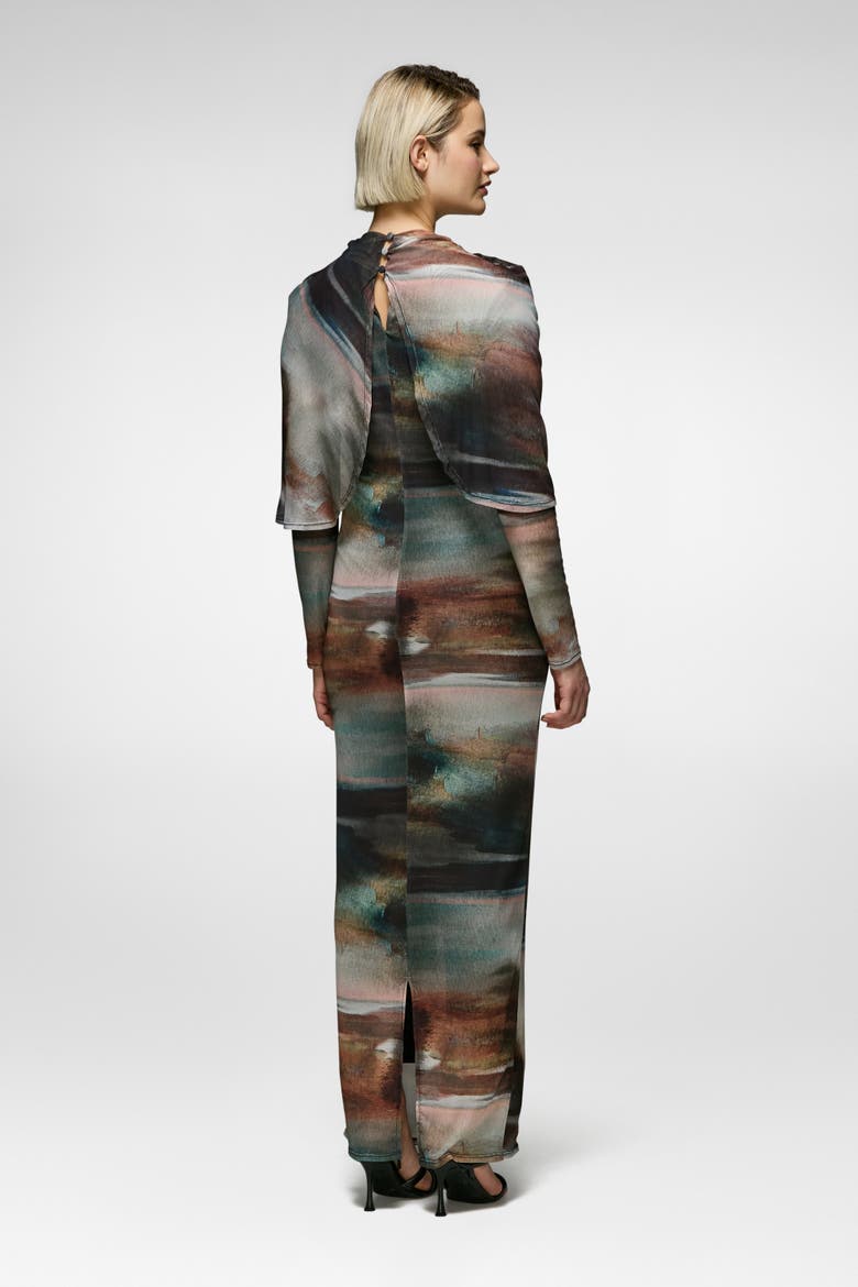 Capella Dress, Alternate, color, Black Blur Print