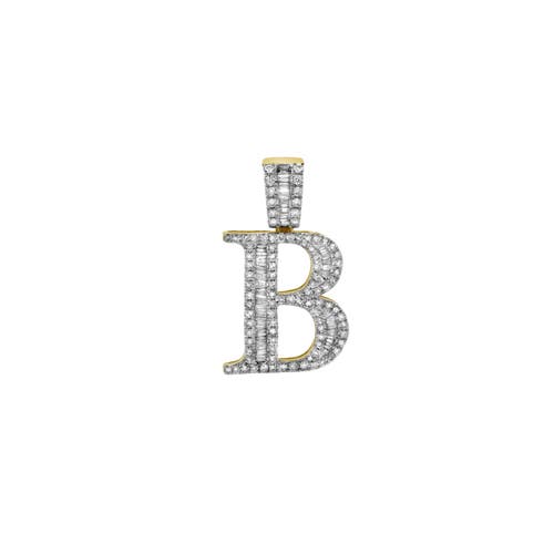 Luvmyjewelry B Initial Diamond Pendant 10k Yellow Gold In 10k Yellow Gold -