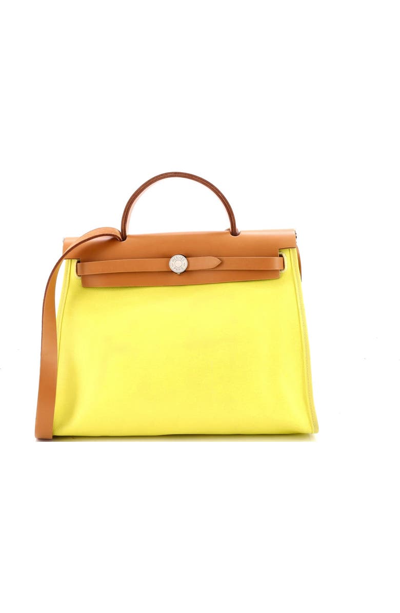 Pre-Owned Hermes Herbag Zip Berline Vache Canvas and Leather 31, Main, color, Lime