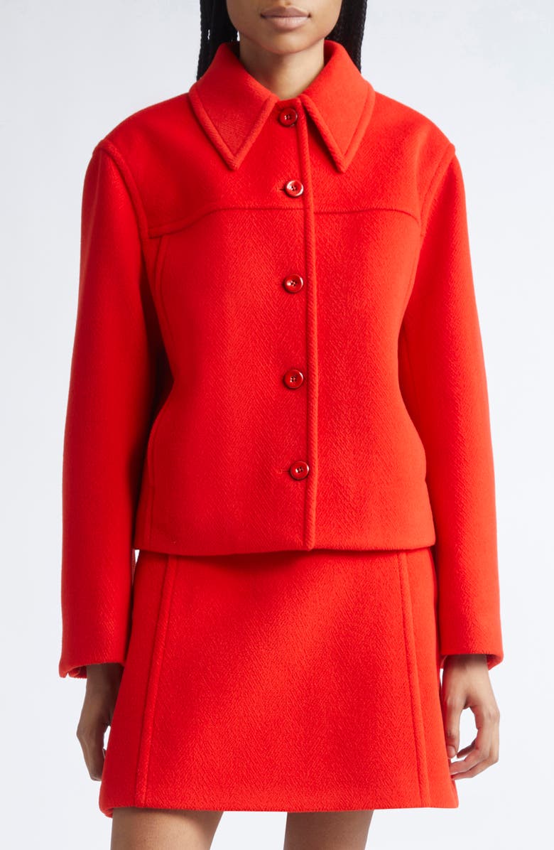 Jil Sander Wool Crop Jacket, Main, color, Strawberry