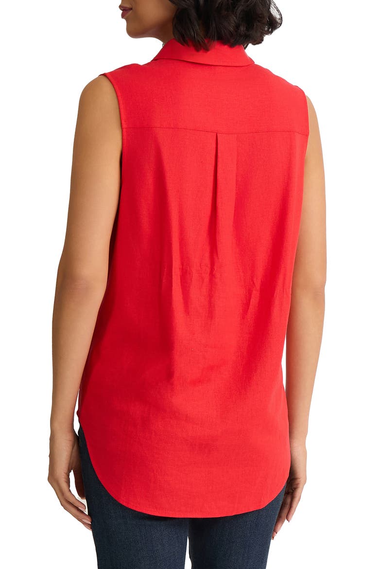 Sleeveless Linen Blend Button-Up Shirt, Alternate, color, ROUGE