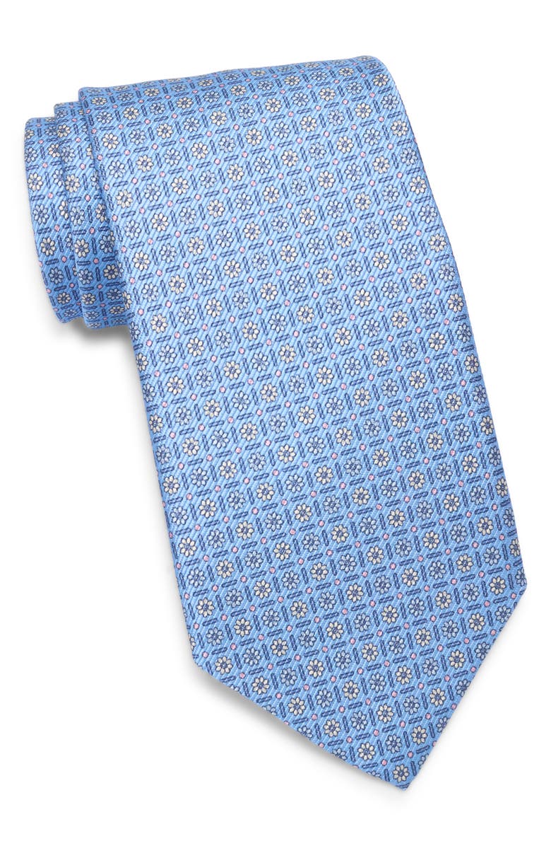 David Donahue Neat Silk Tie, Main, color, Sky