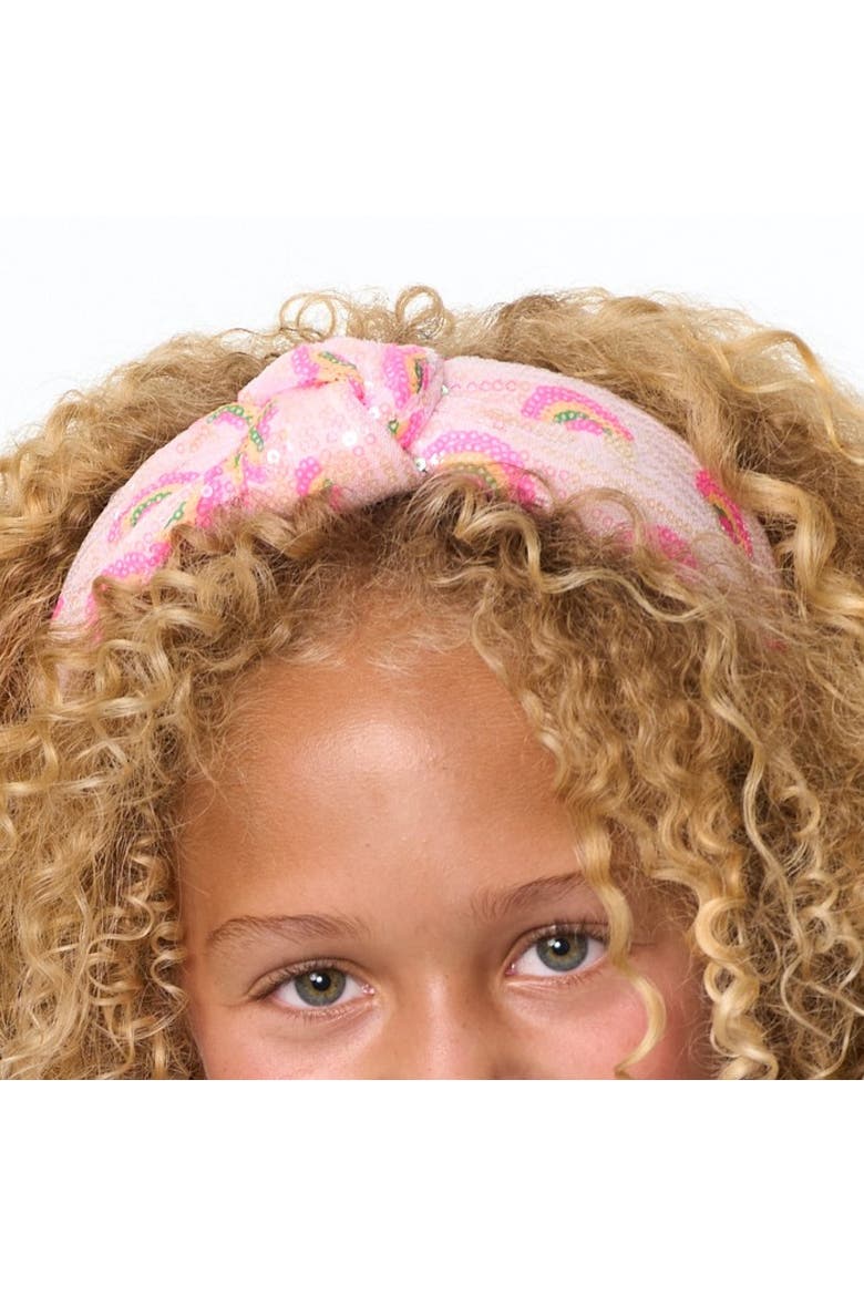 Knotted Sequin Headband, Alternate, color, Multi - Pink & Rainbow