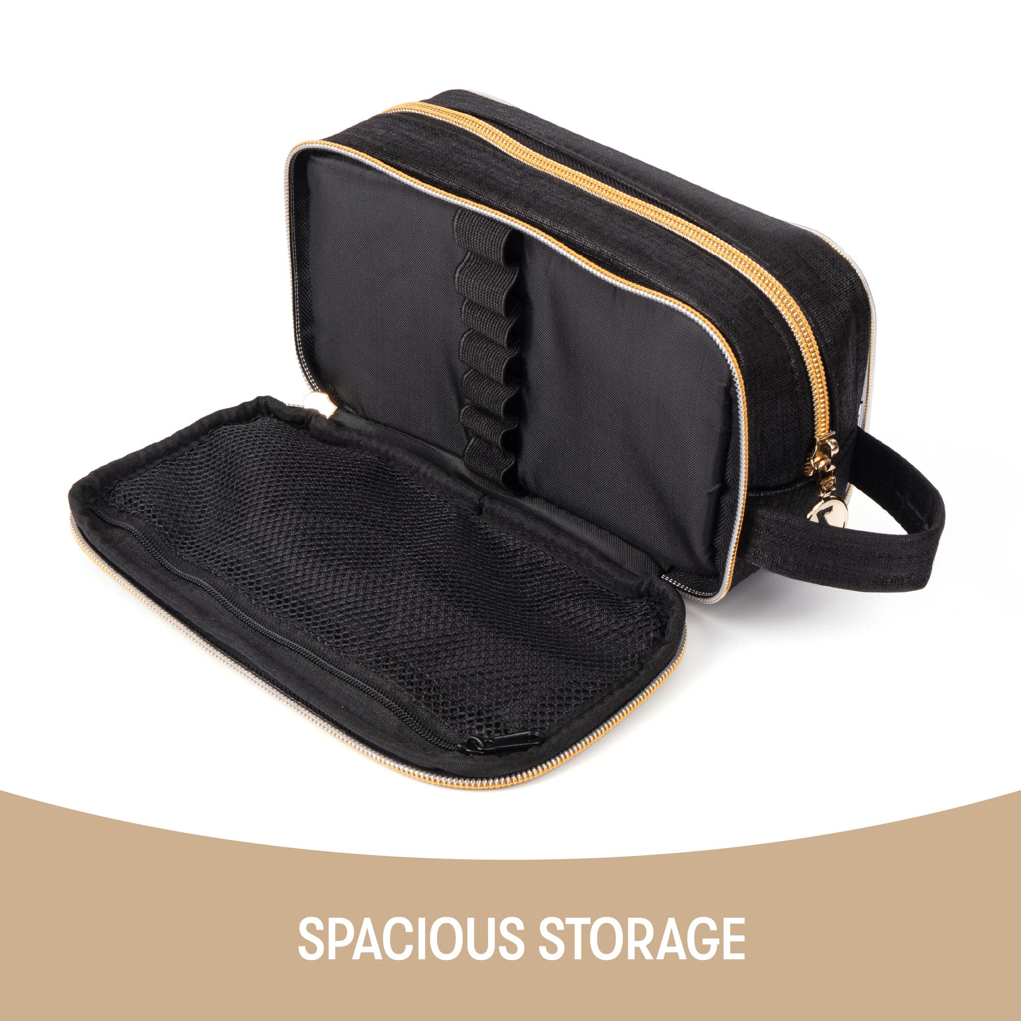 ZIPIT Travel Makeup Bag, Black, Soft Shell, Large Zipper Cosmetic Case, Alternate, color, Black