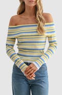 All in Favor Off the Shoulder Striped Ribbed Top