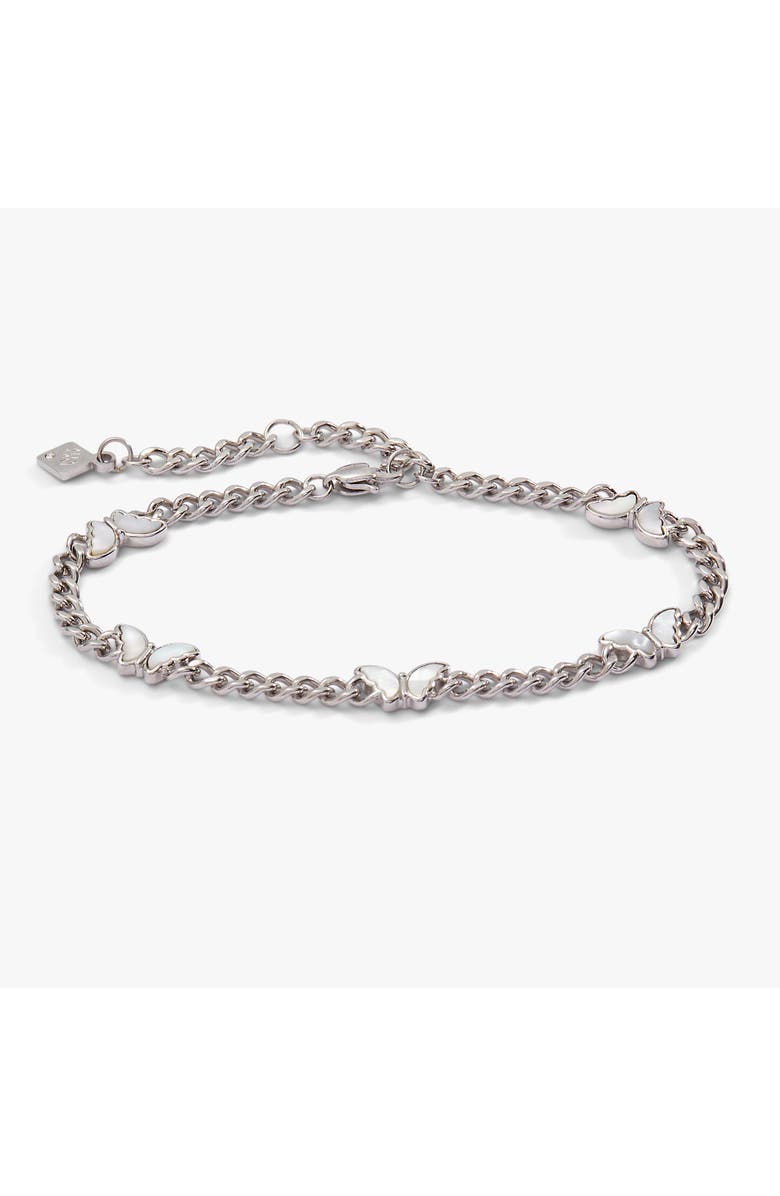 Alex and Ani Butterfly Curb Chain Bracelet, Main, color, Silver