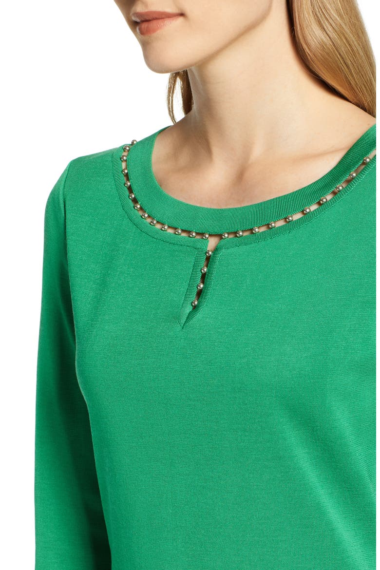 Beaded Sweater Dress, Alternate, color, AGAVE