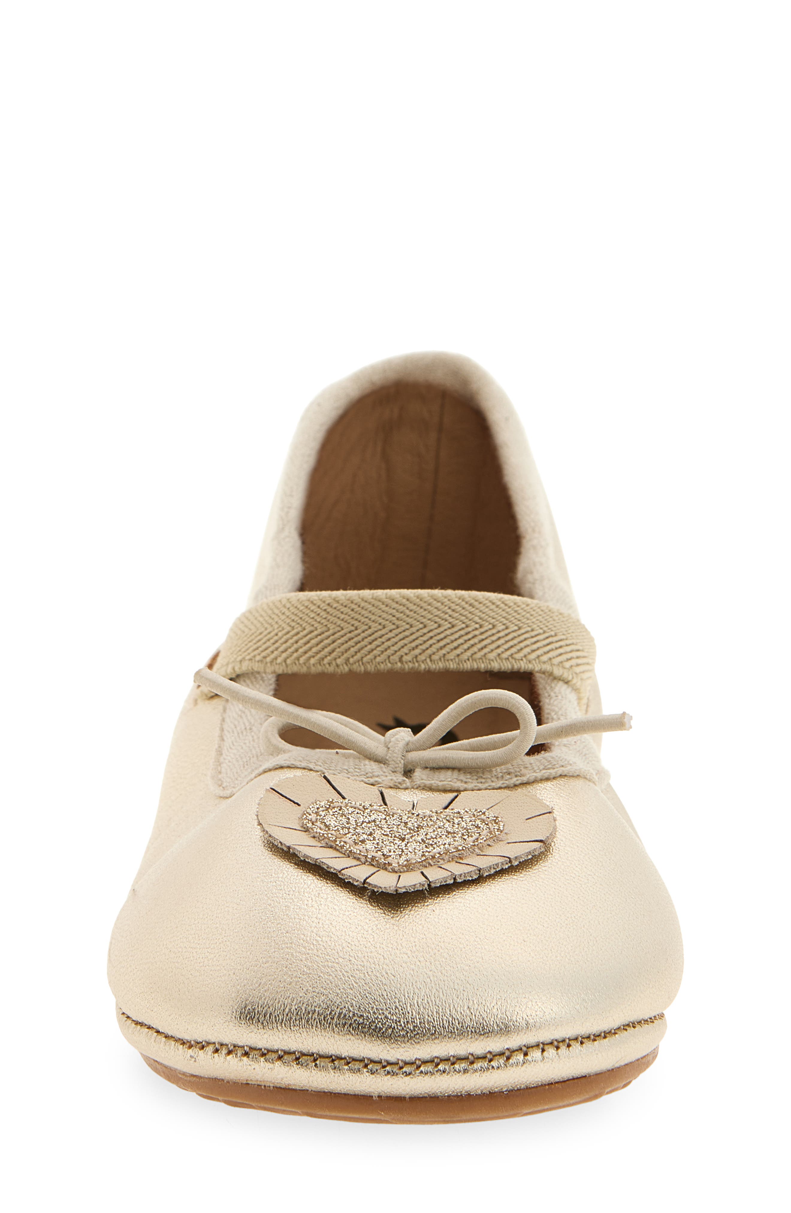 Kids' Heart Ruffle Mary Jane Flat, Alternate, color, GLAM GOLD / VANILLA
