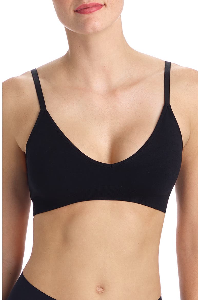 Minimalist V-Neck Bralette, Main, color, BLACK