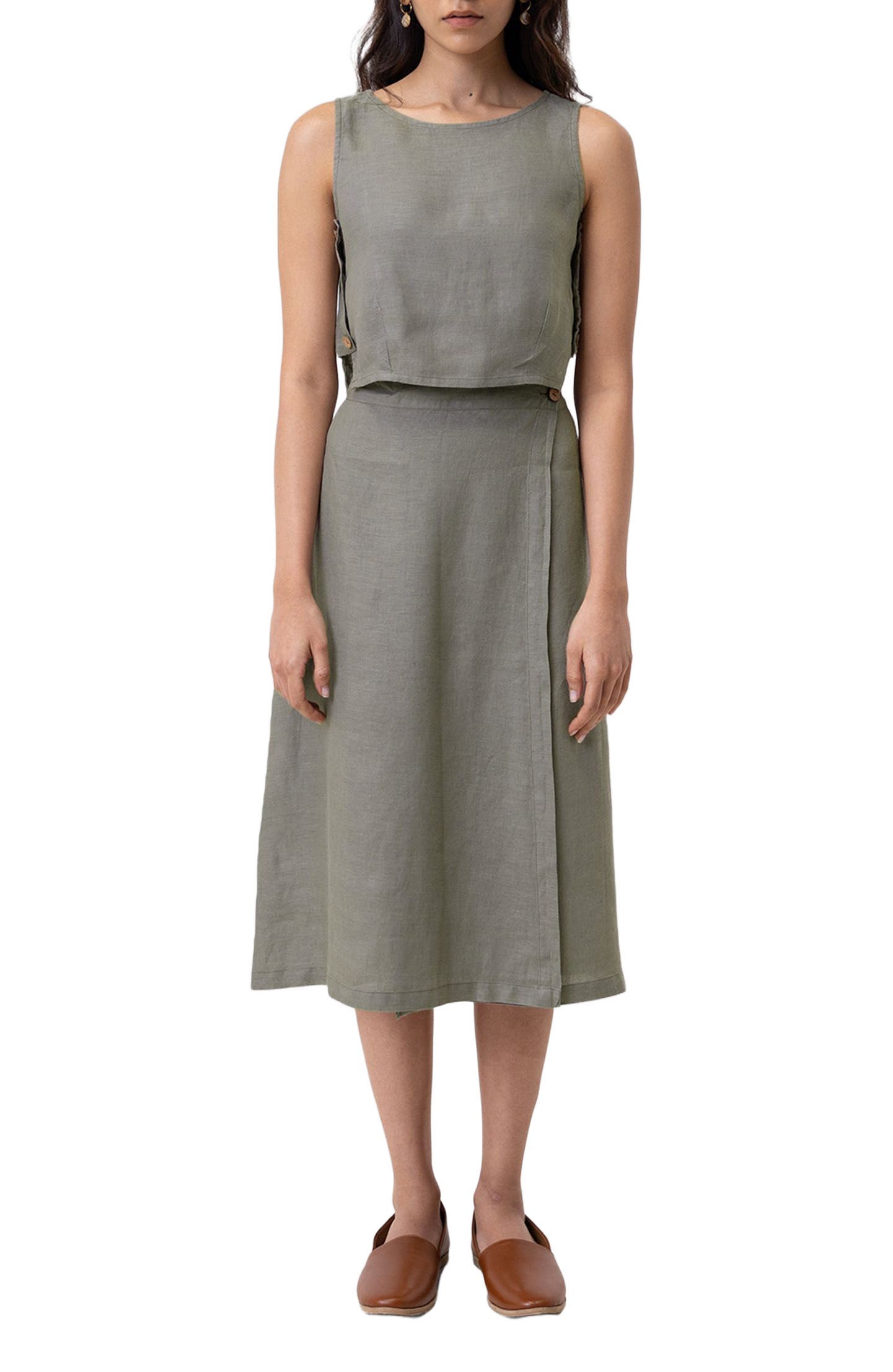 Reistor Boxy Crop Top in Hemp Dark Green 