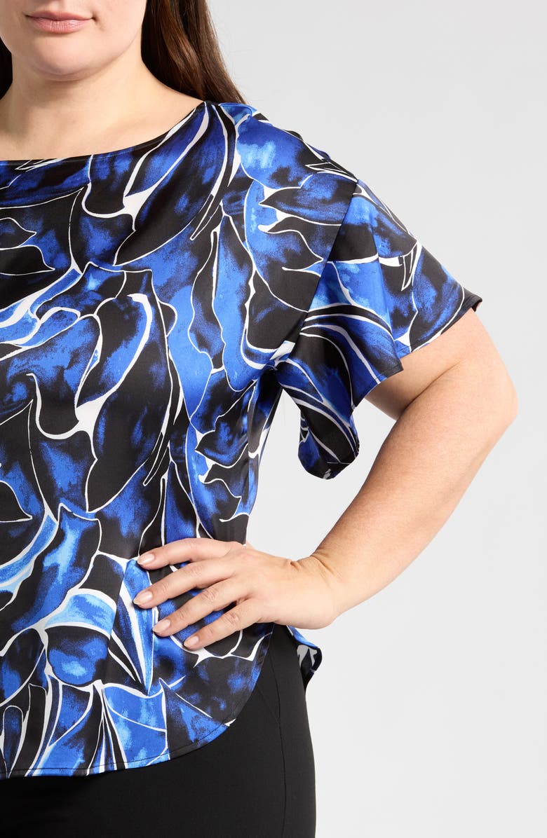 Anne Klein Printed Flutter Sleeve Top, Alternate, color, 