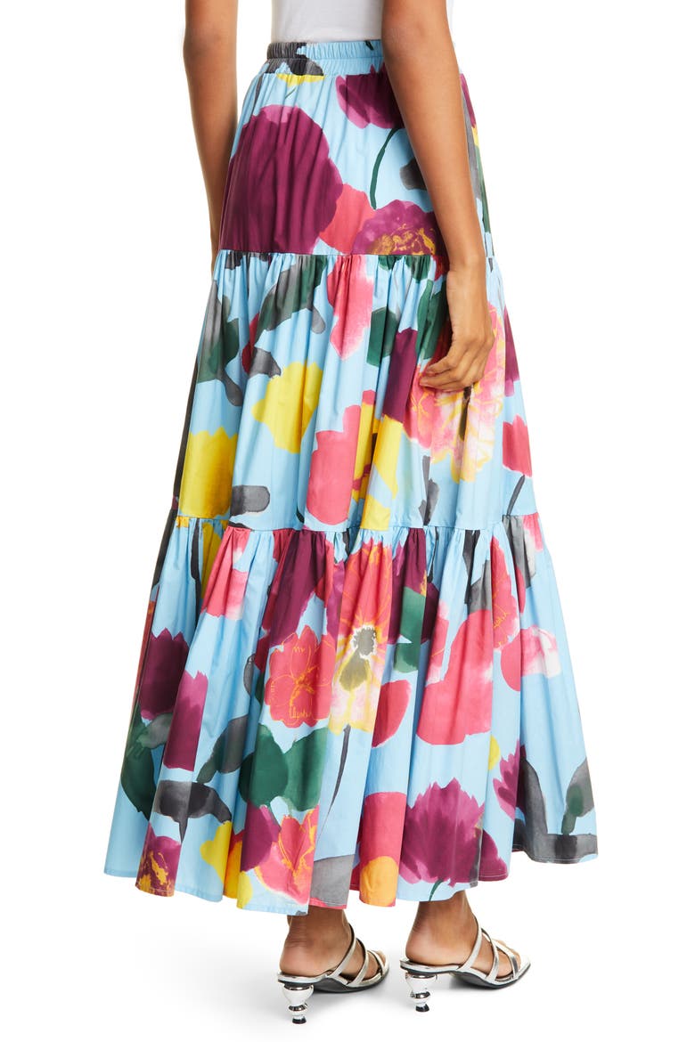 Big Print Convertible Tiered Cotton Maxi Skirt, Alternate, color, PROM AZZURRO