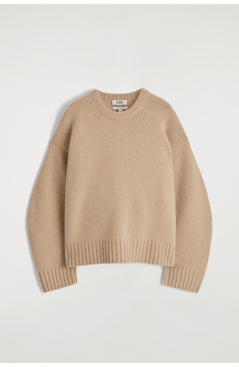 COS Chunky Pure Cashmere Crew-Neck Sweater, Alternate, color, Beige