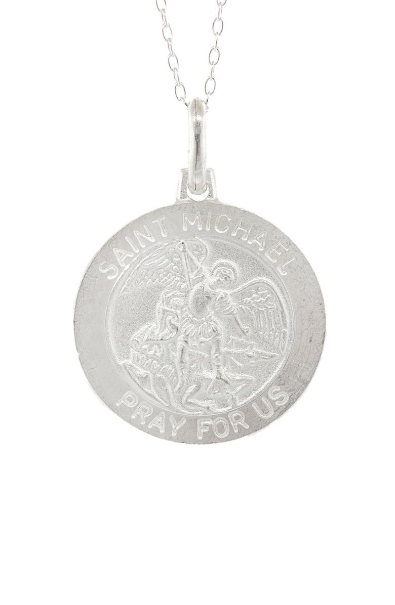 BEST SILVER Saint Michael Coin Pendant Necklace, Alternate, color, Silver
