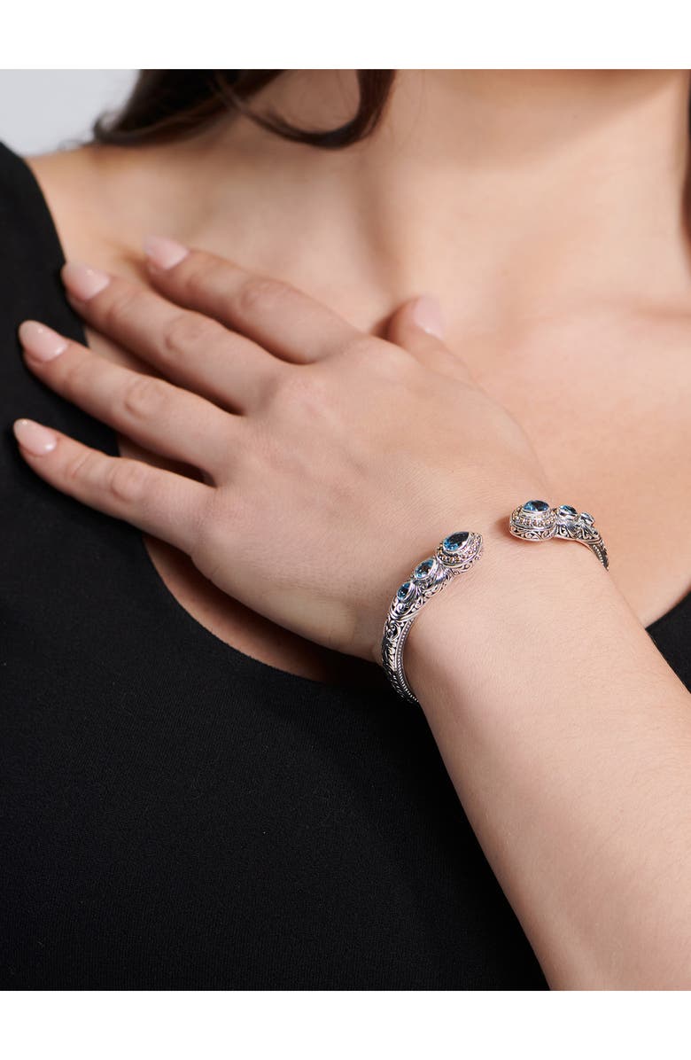 DEVATA Sterling Silver London Blue Topaz Cuff Bracelet, Alternate, color, 