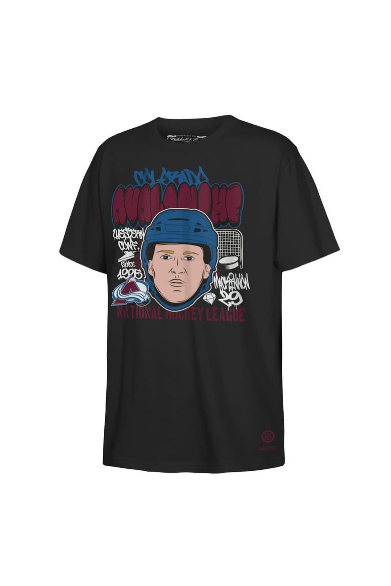 Youth Mitchell & Ness Nathan MacKinnon Black Colorado Avalanche Caricature T-Shirt, Alternate, color, Black
