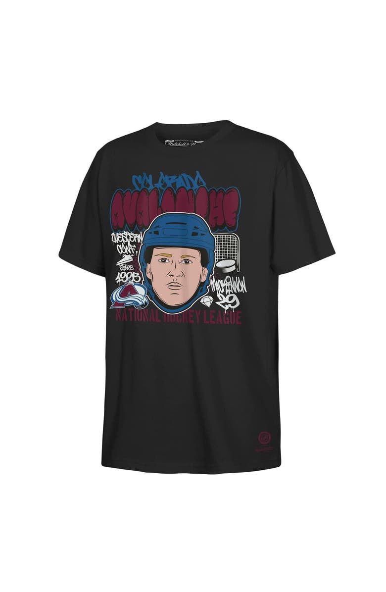 Mitchell & Ness Youth Mitchell & Ness Nathan MacKinnon Black Colorado Avalanche Caricature T-Shirt, Alternate, color, Black