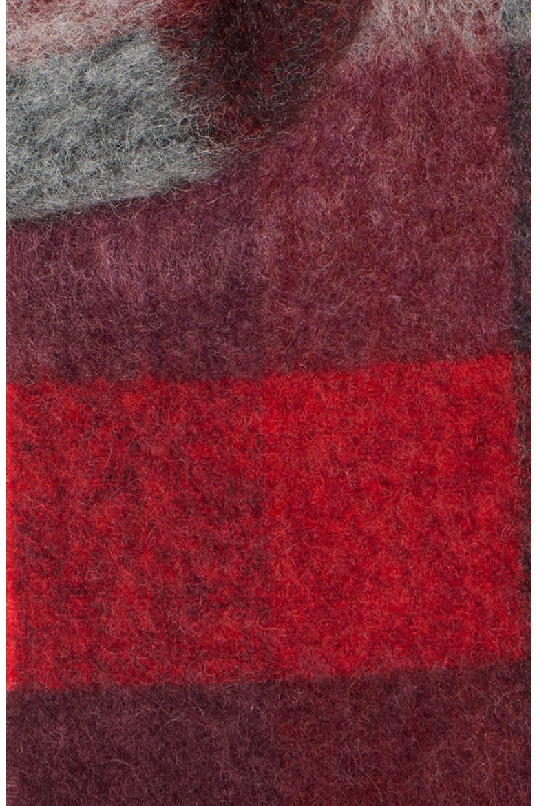 Vally Plaid Alpaca, Wool & Mohair Blend Scarf, Alternate, color, RED/ BLACK