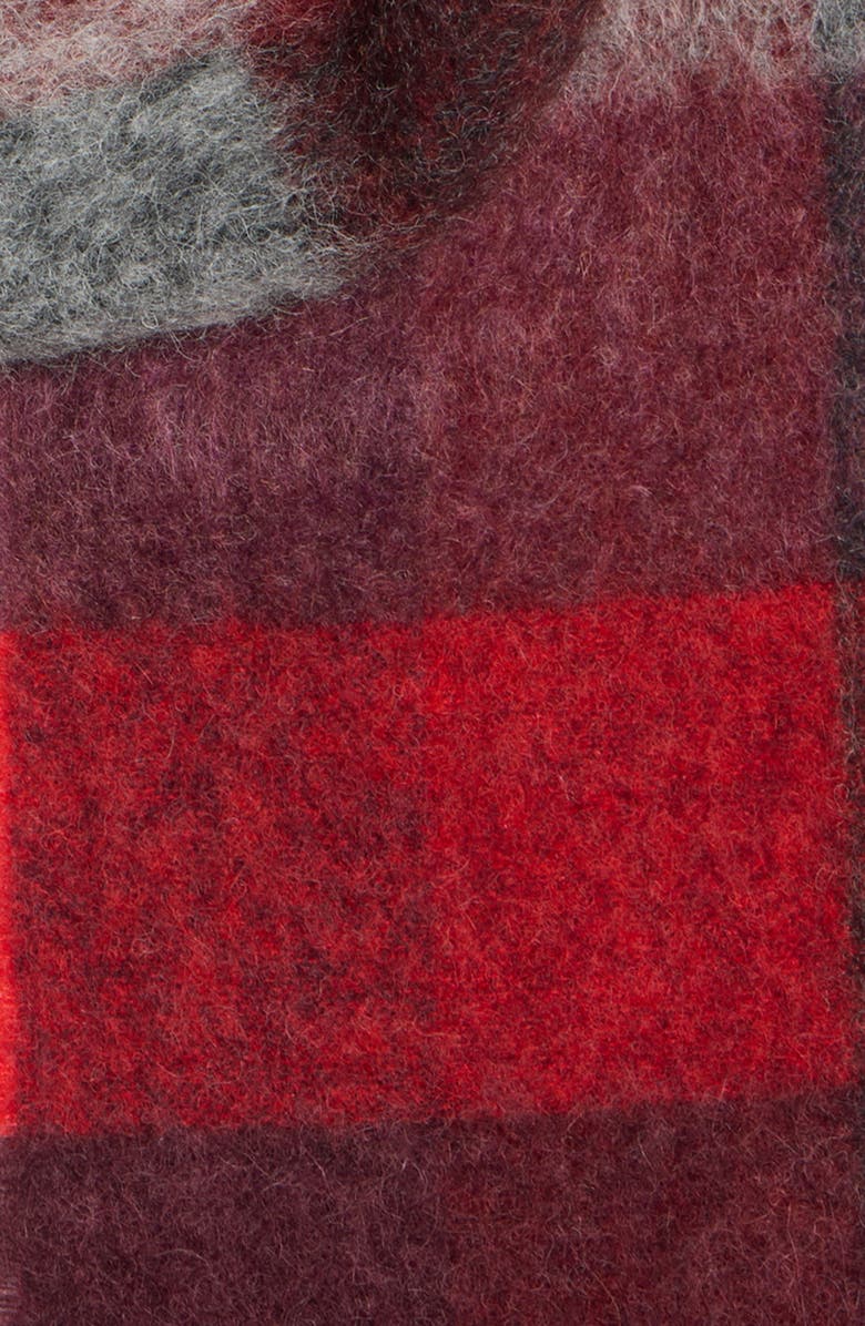 Acne Studios Vally Plaid Alpaca, Wool & Mohair Blend Scarf, Alternate, color, Red/ Black