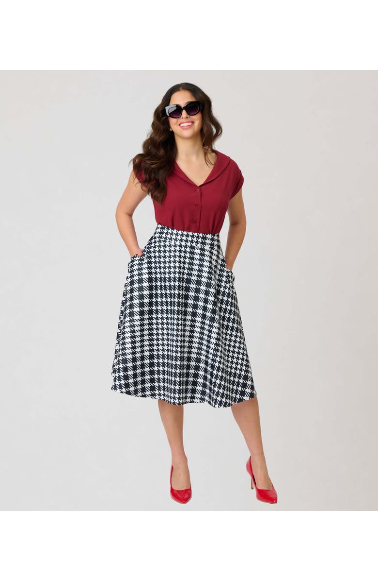 Unique Vintage Retro Style High Waist Vivien Swing Skirt, Alternate, color, Black Plaid