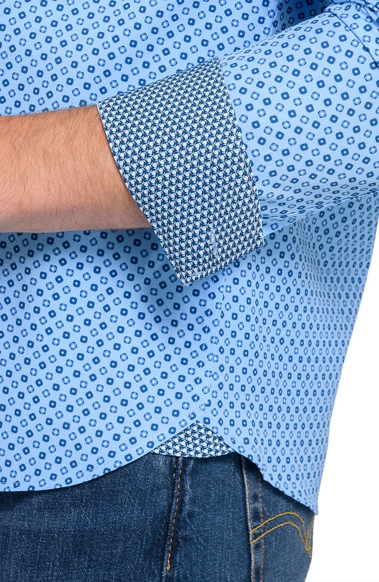 CONSTRUCT Round And Round Woven Long Sleeve Basic, Alternate, color, Ciel