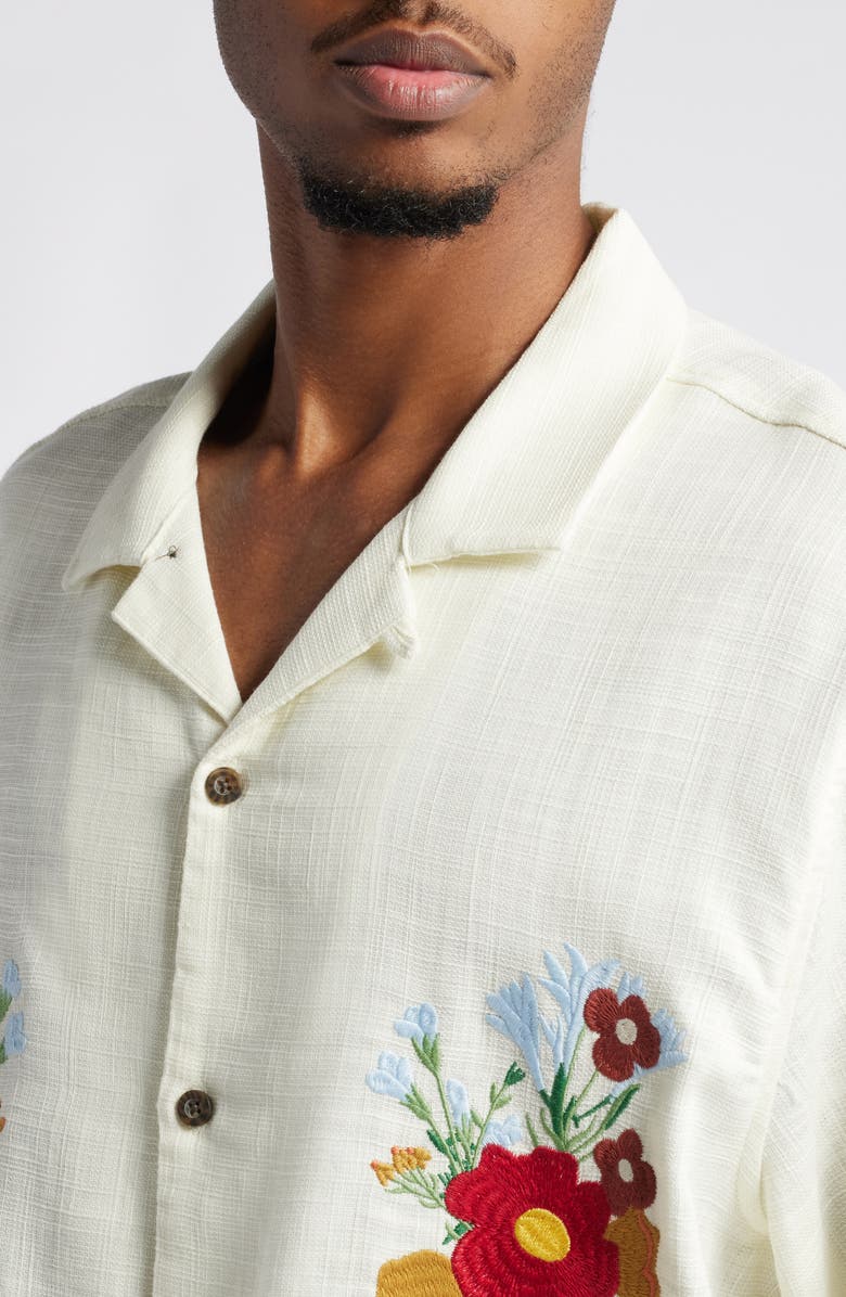 PacSun Floral Appliqué Camp Shirt, Alternate, color, 