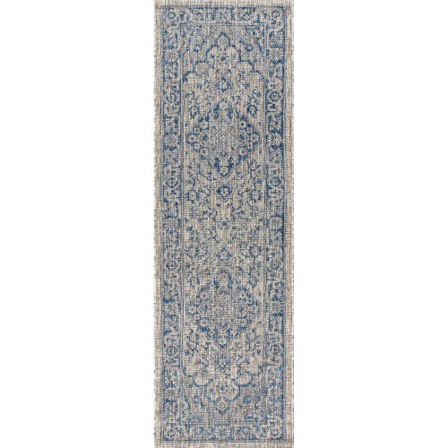 Jonathan Y Rozetta Boho Medallion Textured Weave Indoor/outdoor Area Rug In Gray/navy