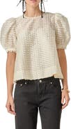 English Factory Embellished Puff Sleeve Top