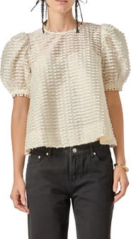 English Factory Embellished Puff Sleeve Top