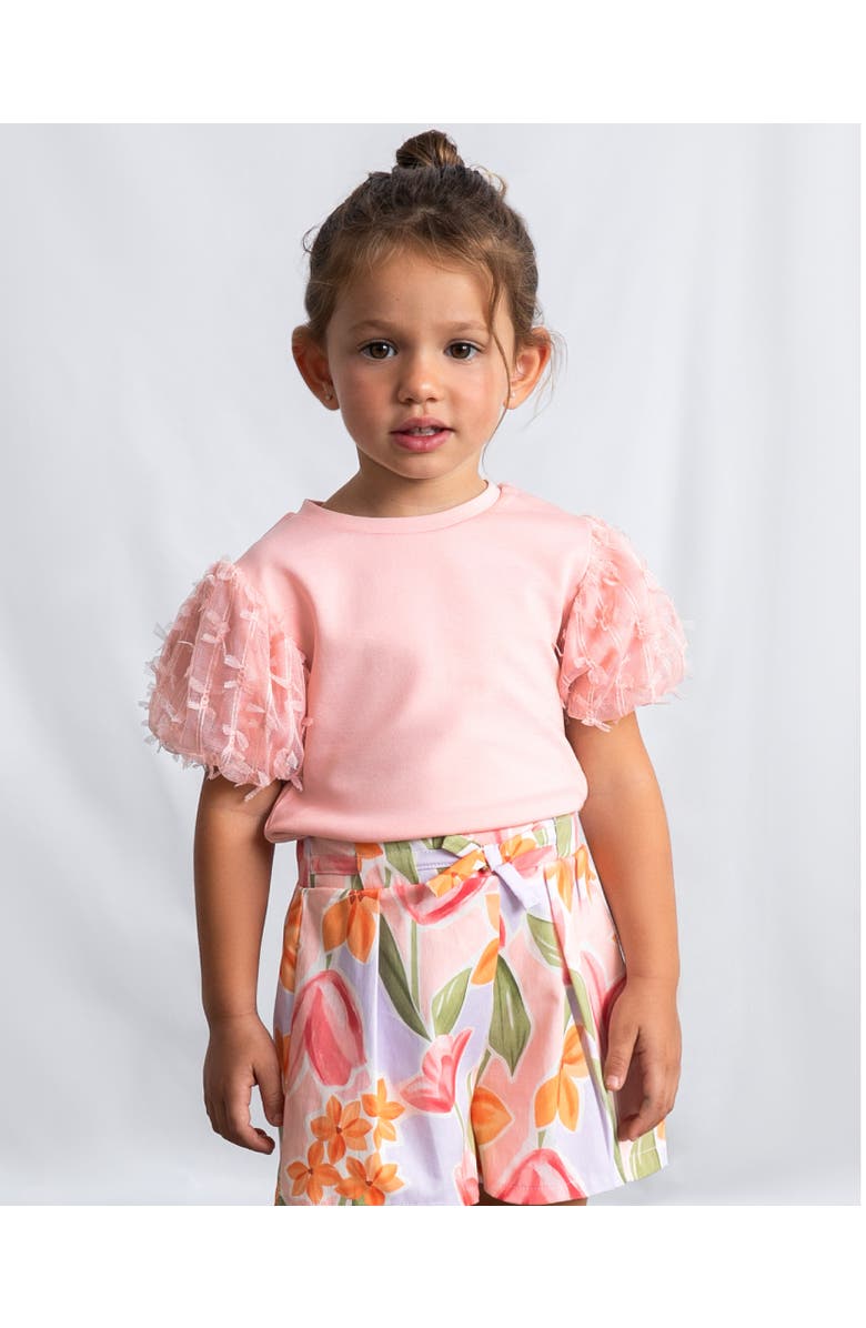 Mayoral Floral Shorts With Belt, Alternate, color, Lavender