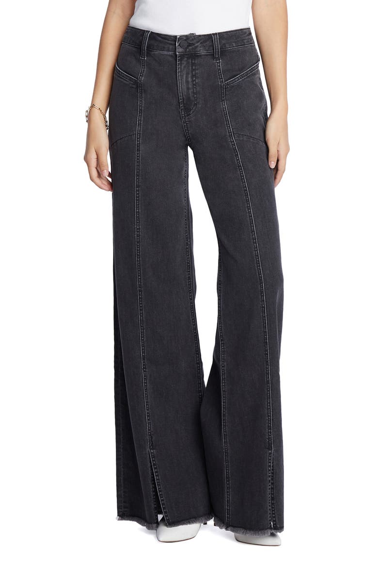 Front Slit Wide Leg Jeans, Main, color, BRUSHED BLACK